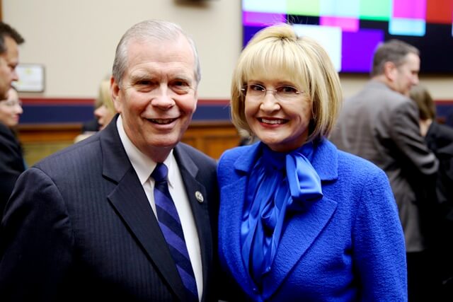 Catherine Monson smiles with Rep. Tim Walberg